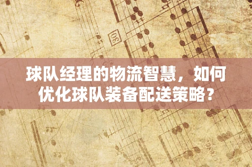球队经理的物流智慧，如何优化球队装备配送策略？