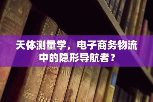 天体测量学，电子商务物流中的隐形导航者？