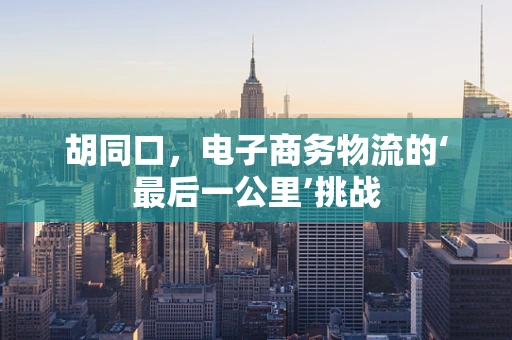 胡同口，电子商务物流的‘最后一公里’挑战