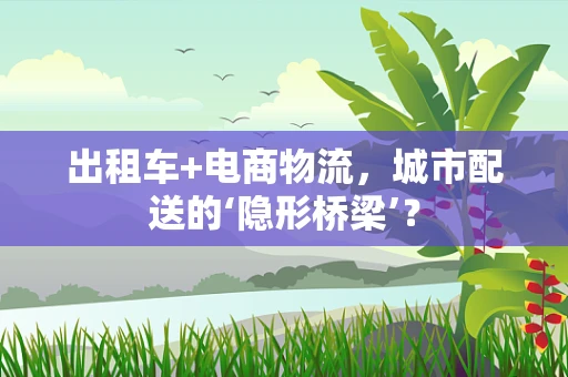 出租车+电商物流，城市配送的‘隐形桥梁’？