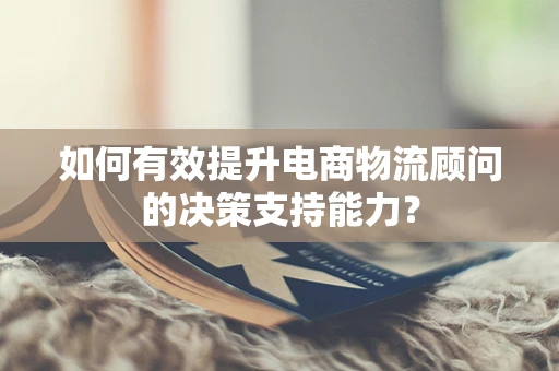 如何有效提升电商物流顾问的决策支持能力？