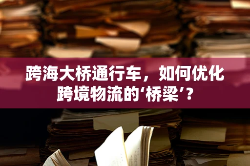跨海大桥通行车，如何优化跨境物流的‘桥梁’？