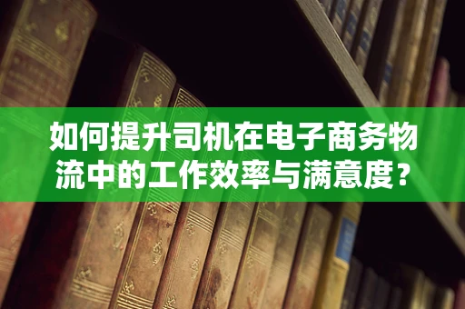 如何提升司机在电子商务物流中的工作效率与满意度？